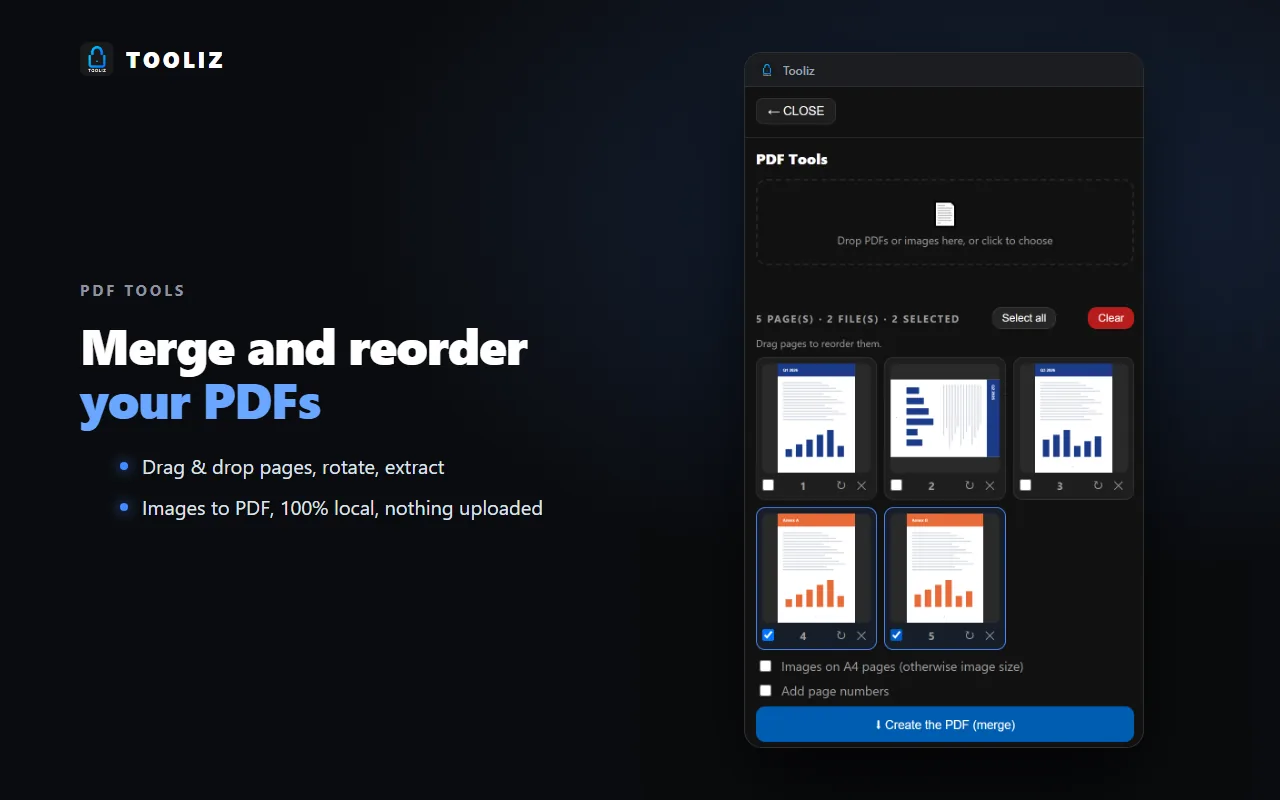 Tooliz in the browser: PDF tools