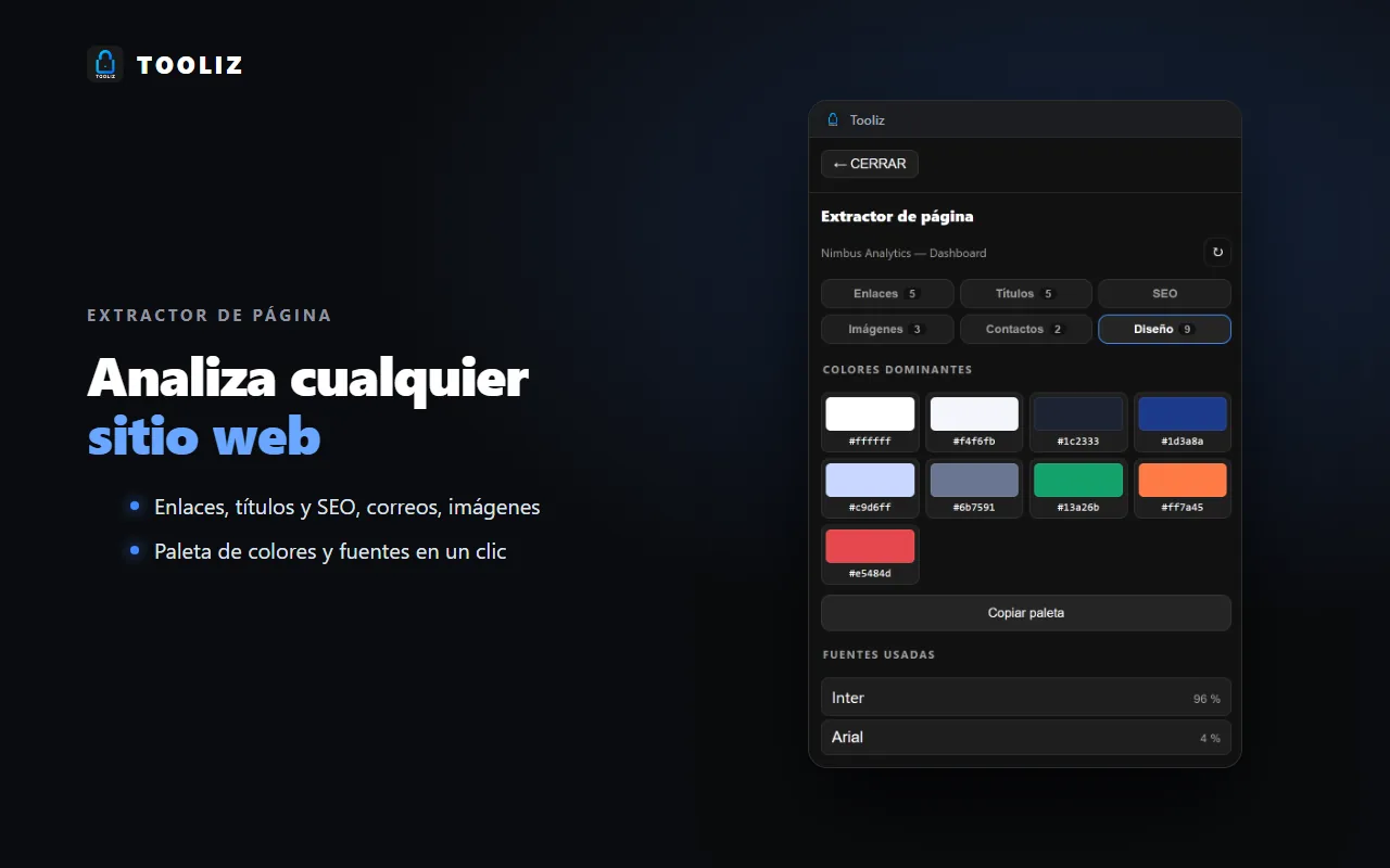 Tooliz en el navegador: extractor de página
