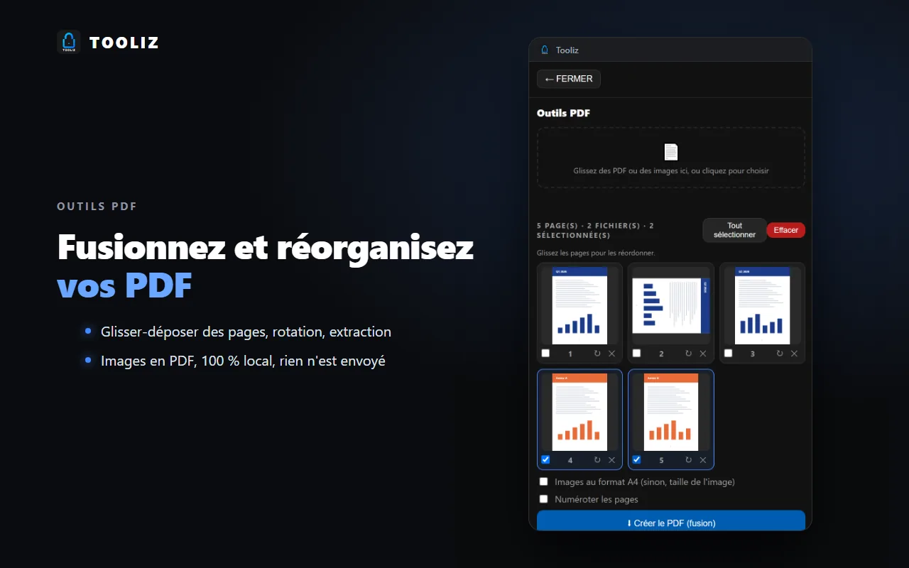 Tooliz dans le navigateur : les outils PDF