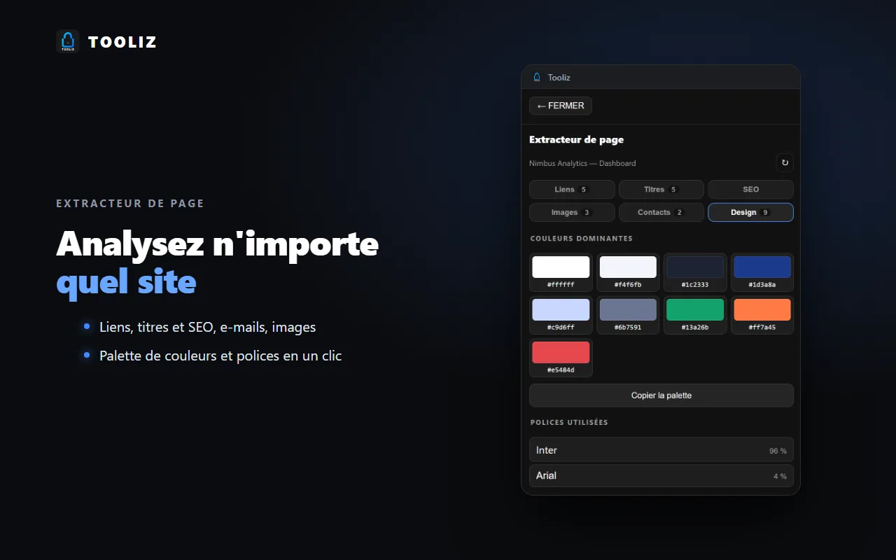 Tooliz dans le navigateur : l'extracteur de page