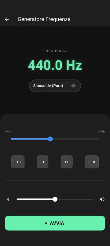 Screenshot di Tooliz: generatore di toni