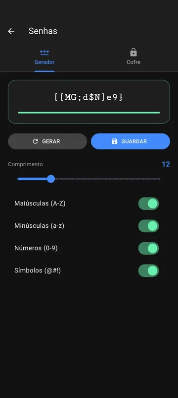 Captura de tela do Tooliz: gerador de senhas